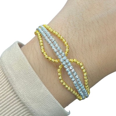 Gelang Boba Italy Emas dan Chrome 916/22K