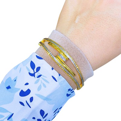 Gelang 2 Layer Emas dan Chrome 916/22K