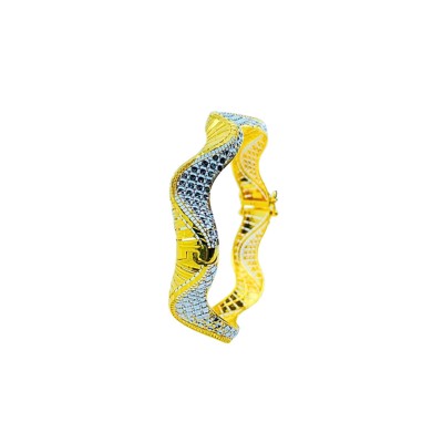 Gelang Diamond Cut Emas dan Chrome 916/22K