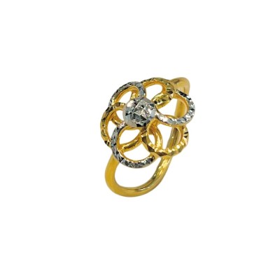 Cincin Bunga Emas dan Chrome 916/22K