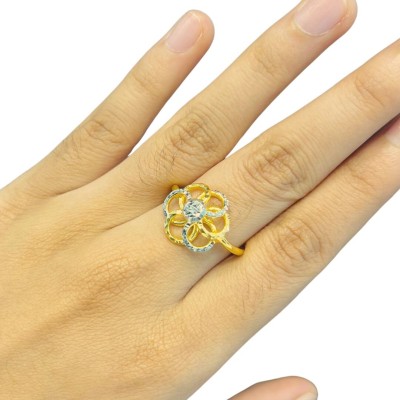 Cincin Bunga Emas dan Chrome 916/22K