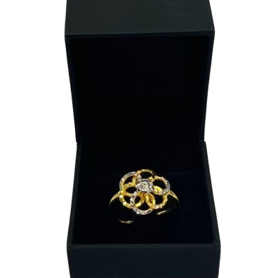 Cincin Bunga Emas dan Chrome 916/22K