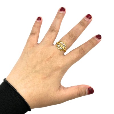 Cincin Kerawang Emas dan Chrome 916/22K