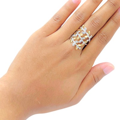 Cincin Daun 3 Layer Emas dan Chrome 916/22K