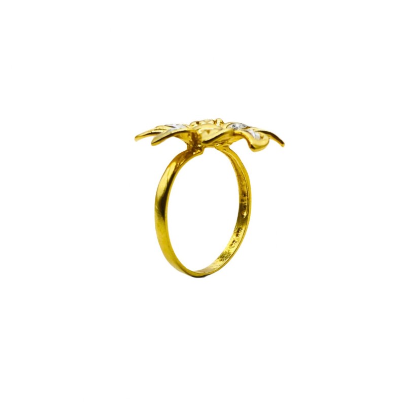 Cincin Bunga Emas dan Chrome 916/22K