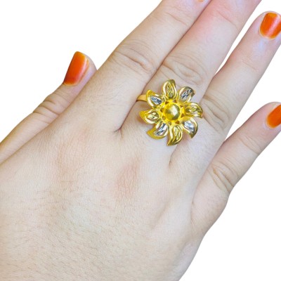 Cincin Bunga Emas dan Chrome 916/22K