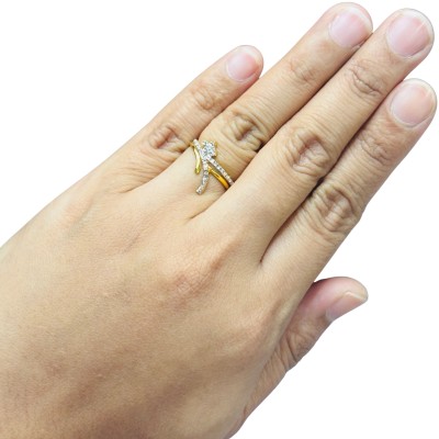 Cincin Diamond Cut Emas dan Chrome 916/22K