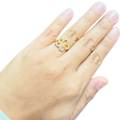 Cincin Bunga Emas dan Chrome 916/22K