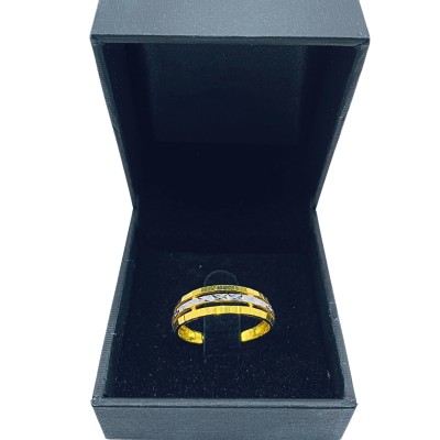 Cincin 3 Layer Emas dan Chrome 916/22K