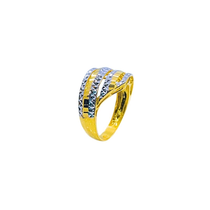 Cincin Silang Emas dan Chrome 916/22K