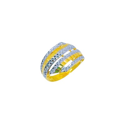Cincin Silang Emas dan Chrome 916/22K