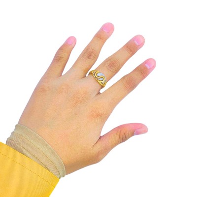 Cincin Kerawang Emas dan Chrome 916/22K