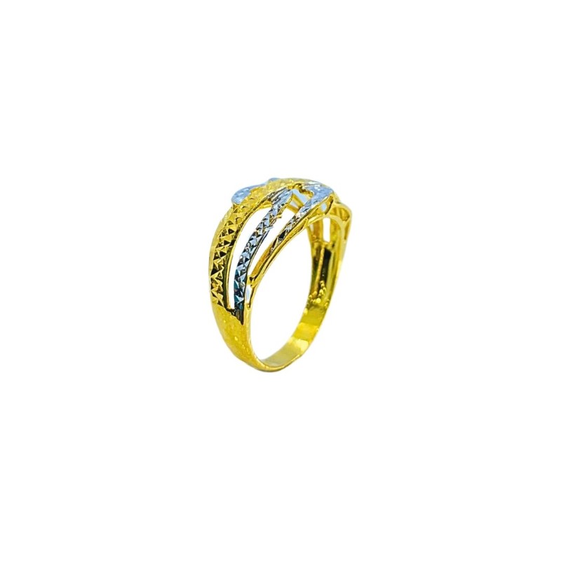 Cincin Kerawang Emas dan Chrome 916/22K