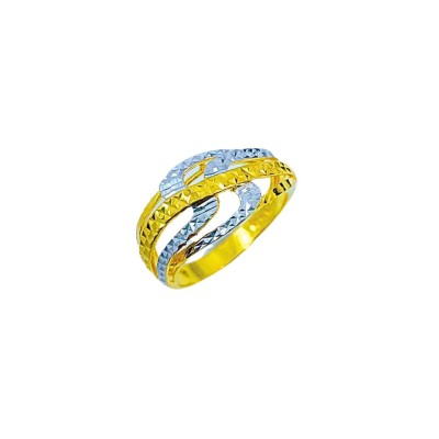 Cincin Kerawang Emas dan Chrome 916/22K