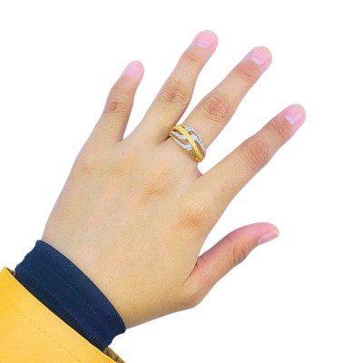 Cincin Kerawang Emas dan Chrome 916/22K
