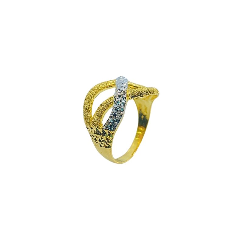 Cincin Kerawang Emas dan Chrome 916/22K