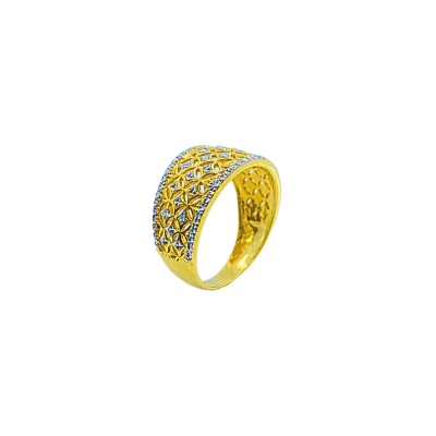 Cincin Diamond Cut Emas dan Chrome 916/22K