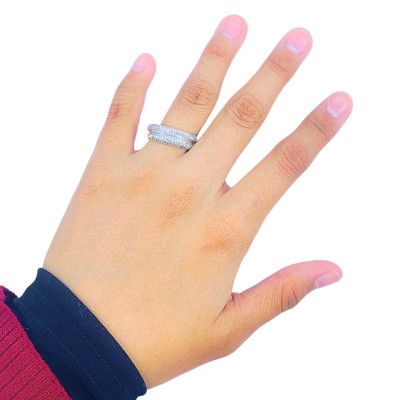 Cincin Diamond Cut Emas dan Chrome 916/22K