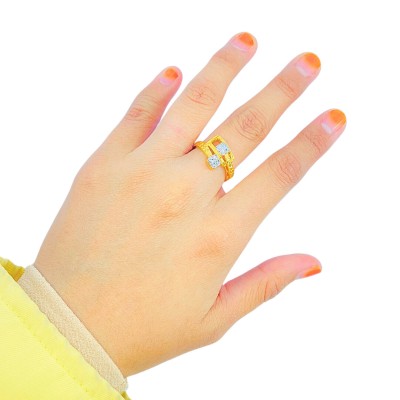 Cincin Biskut Tawar 2 Layer Emas dan Chrome 916/22K