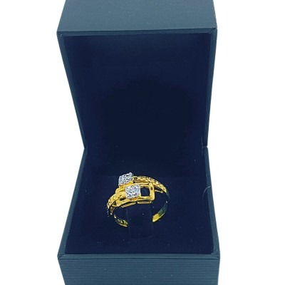Cincin Biskut Tawar 2 Layer Emas dan Chrome 916/22K