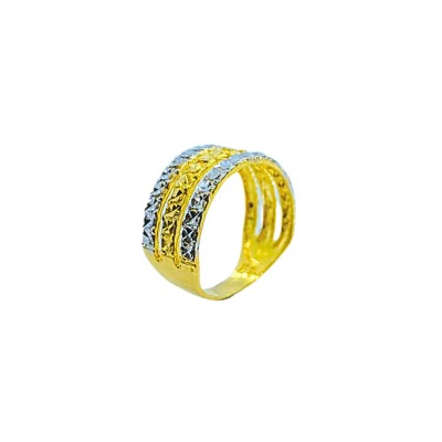 Cincin 3 Layer Emas dan Chrome 916/22K