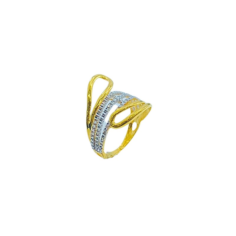 Cincin Silang Emas dan Chrome 916/22K