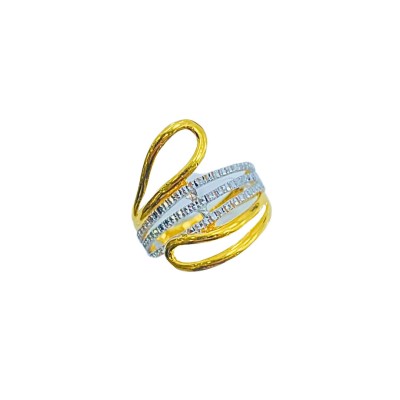 Cincin Silang Emas dan Chrome 916/22K