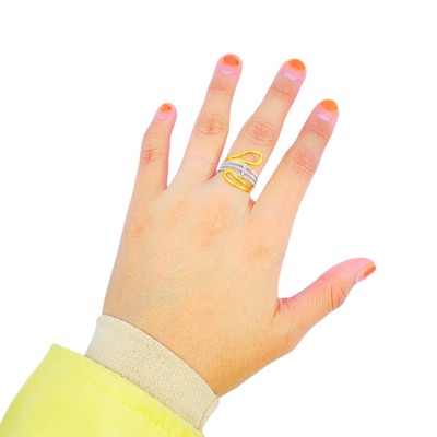 Cincin Silang Emas dan Chrome 916/22K
