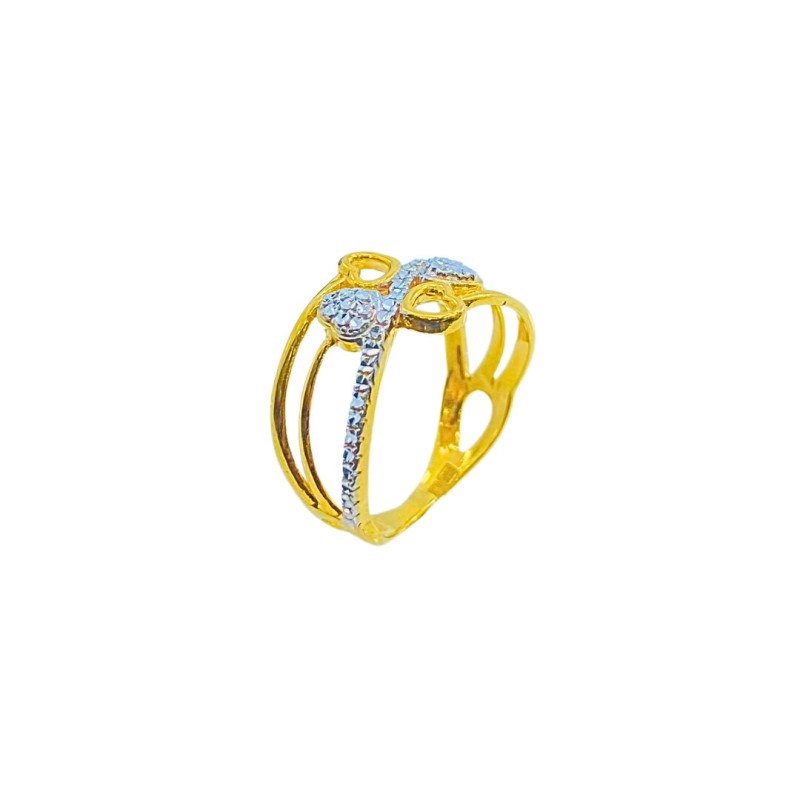 Cincin Love Silang Emas dan Chrome 916/22K
