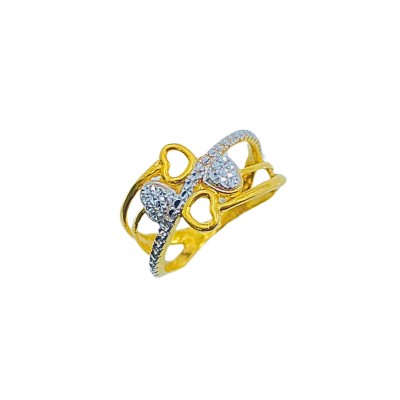 Cincin Love Silang Emas dan Chrome 916/22K