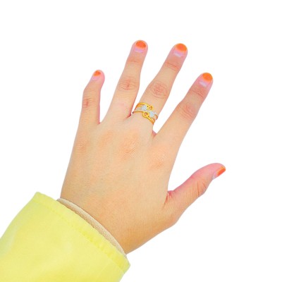 Cincin Love Silang Emas dan Chrome 916/22K