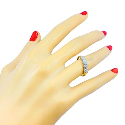 Cincin Diamond Cut Emas dan Chrome 916/22K