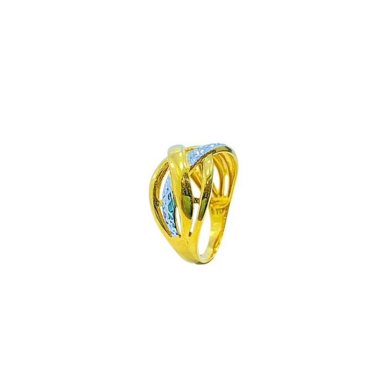 Cincin Silang Emas dan Chrome 916/22K