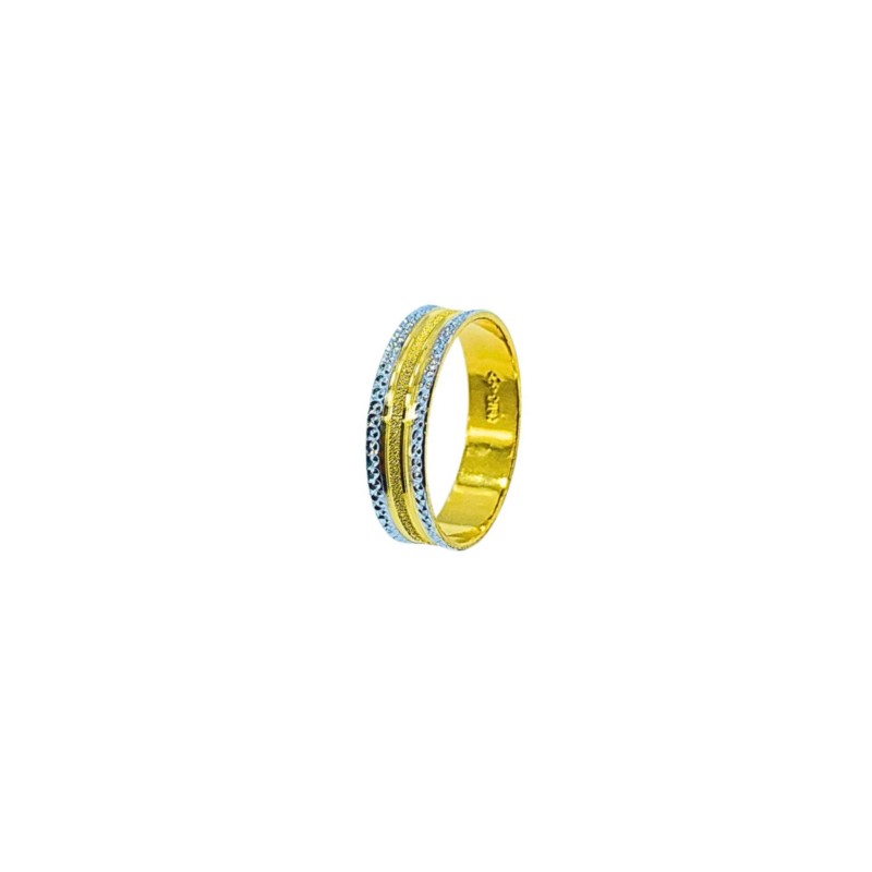 Cincin Belah Rotan Emas dan Chrome 916/22K