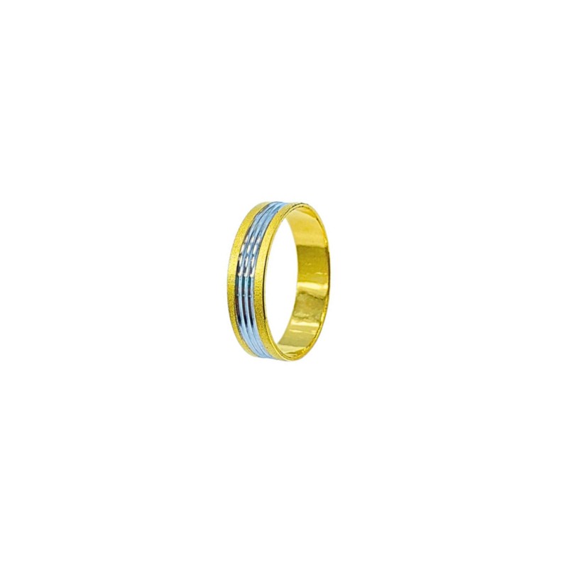 Cincin Belah Rotan Emas dan Chrome 916/22K