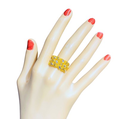 Cincin Eye Drop Emas dan Chrome 916/22K