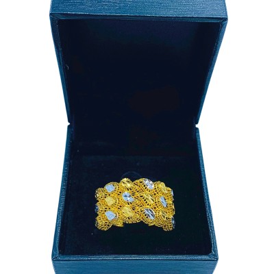 Cincin Eye Drop Emas dan Chrome 916/22K
