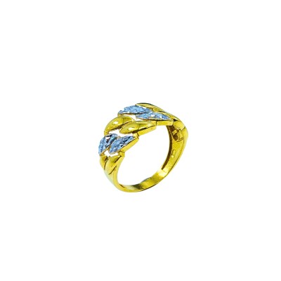 Cincin Sisik Ikan Emas dan Chrome 916/22K