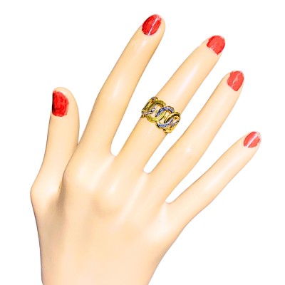 Cincin Kait Emas dan Chrome 916/22K