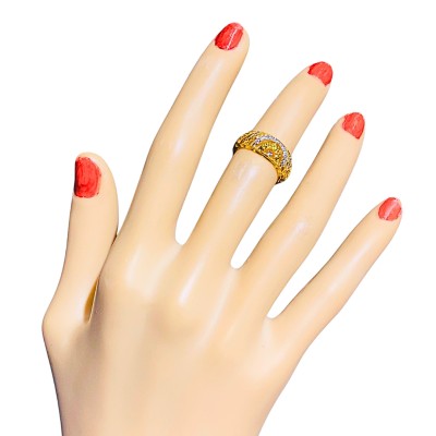 Cincin Kerawang Emas dan Chrome 916/22K