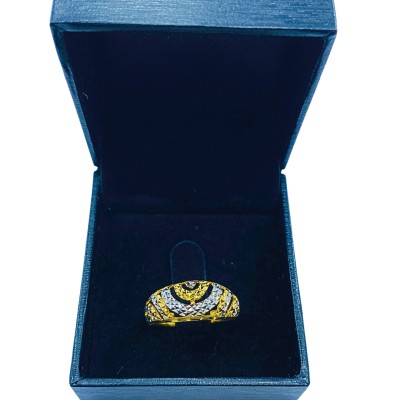 Cincin Kerawang Emas dan Chrome 916/22K