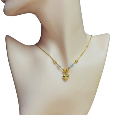 Rantai Leher Choker Love Emas dan Chrome 916/22K