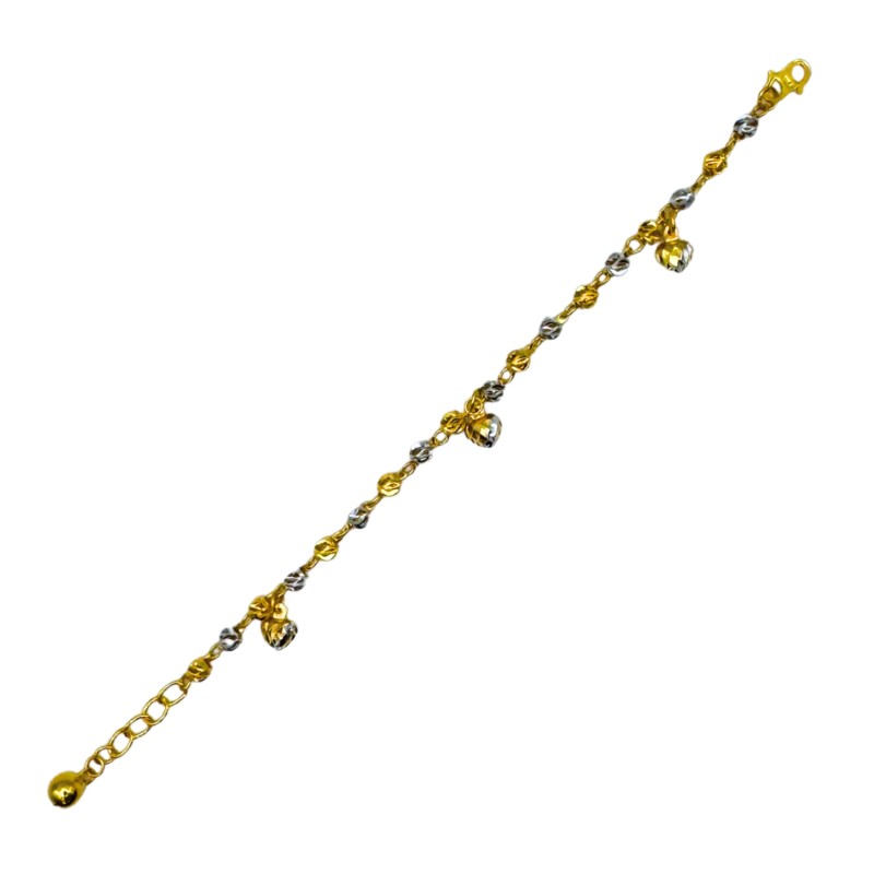 Rantai Tangan Boba Love Emas dan Chrome Kanak-Kanak 916/22K Rantai Tangan Boba Love Emas dan Chrome Kanak-Kanak 916/22K