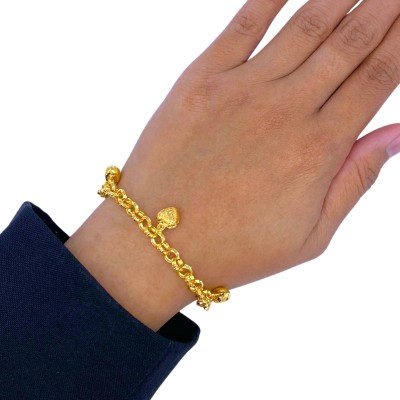 Rantai Tangan Kendi Love Gantung Emas 916/22K