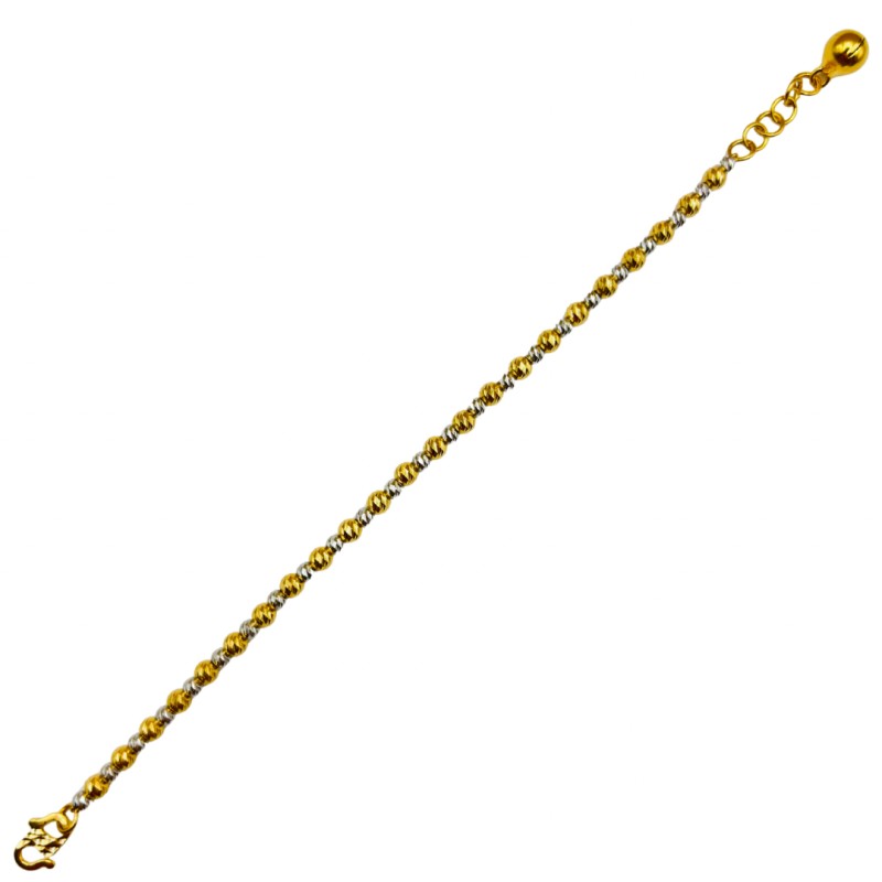 Rantai Tangan Boba Italy Kanak-Kanak Emas dan Chrome 916/22K