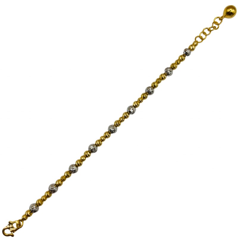 Rantai Tangan Boba Italy Kanak-Kanak Emas dan Chrome 916/22K