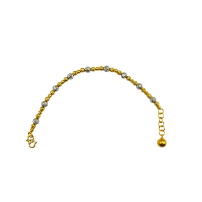 Rantai Tangan Boba Italy Kanak-Kanak Emas dan Chrome 916/22K