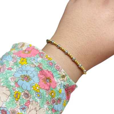 Rantai Tangan Boba Italy Kanak-Kanak Emas dan Chrome 916/22K