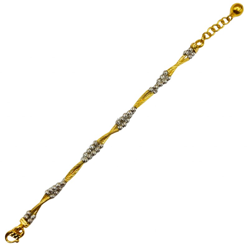 Rantai Tangan Boba Italy 2 Layer Emas dan Chrome 916/22K