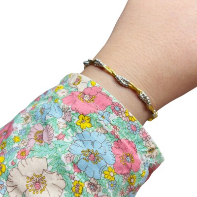 Rantai Tangan Boba Italy 2 Layer Emas dan Chrome 916/22K